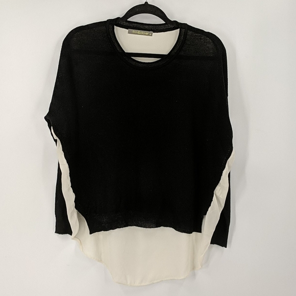 FINN & CLOVER Sheer Back Hi-lo Sweater - Picture 1 of 5